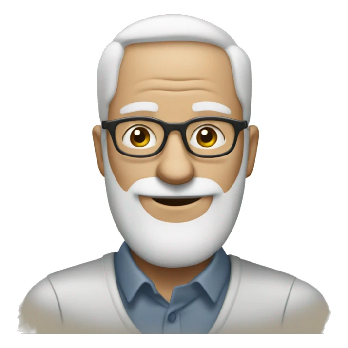 White Bald greying bearded man with glasses drinking Starbucks sticker