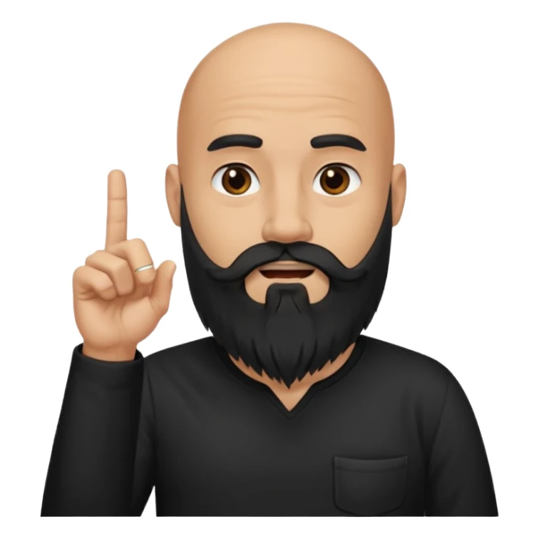 A bald man with a bushy black long beard sticking his middle finger up sticker