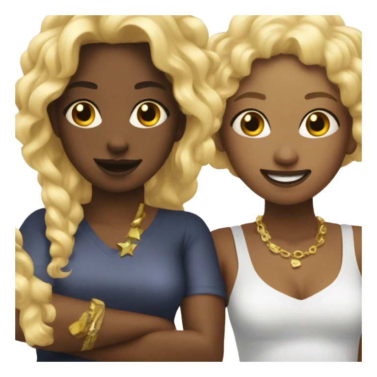 Black girl and blonde girl partying sticker