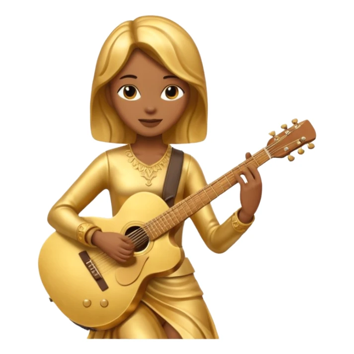 fully golden statue female guitarist sticker