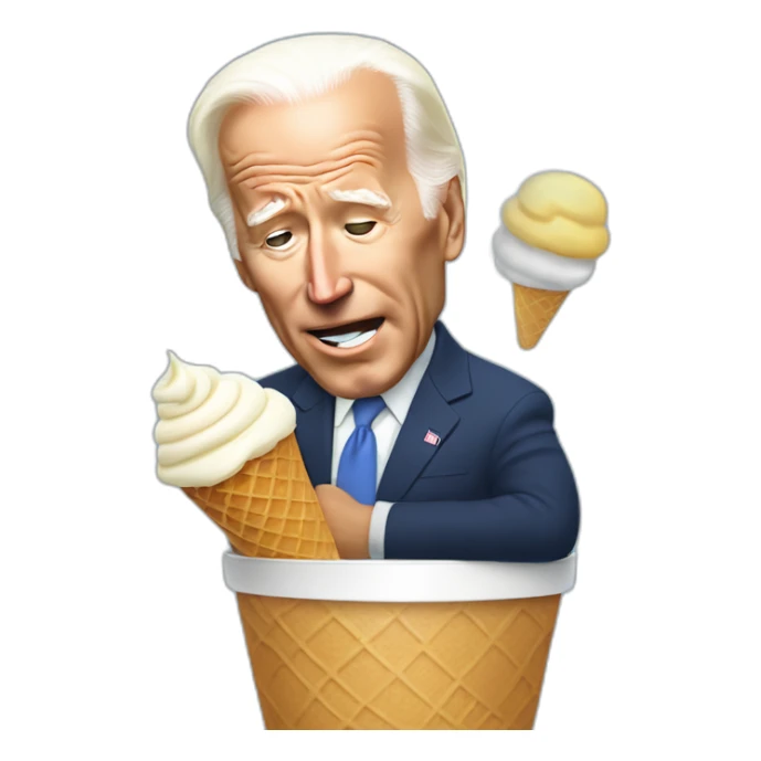 Joe Biden falling asleep while eating a vanilla ice cream cone sticker
