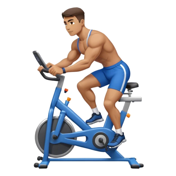 buff guy blue shorts stationary bike sticker