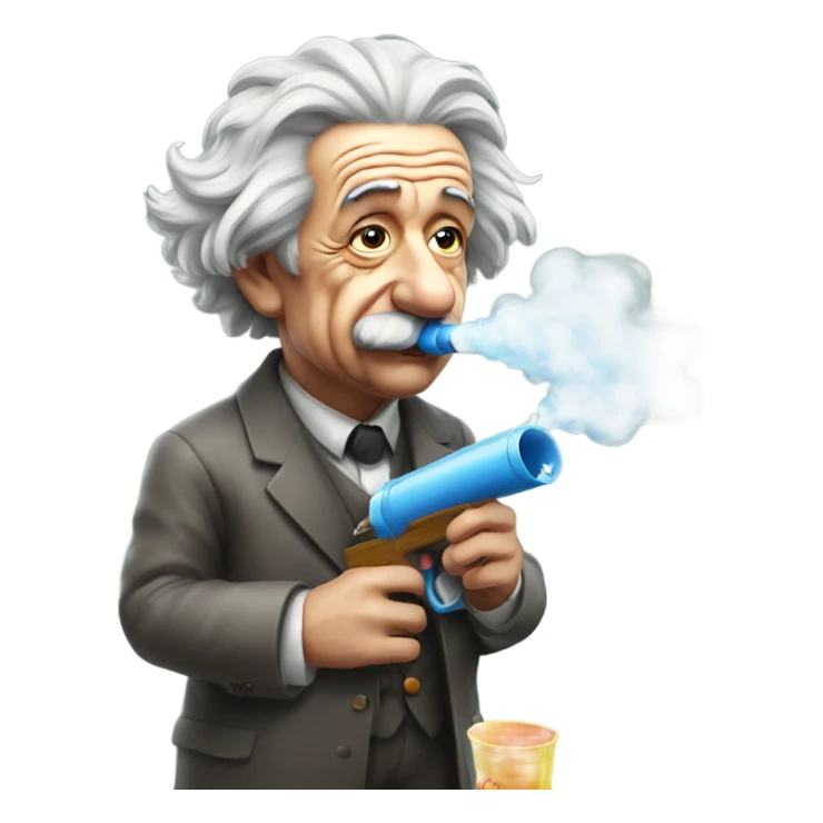Albert Einstein smoking out the barrell of a water gun sticker