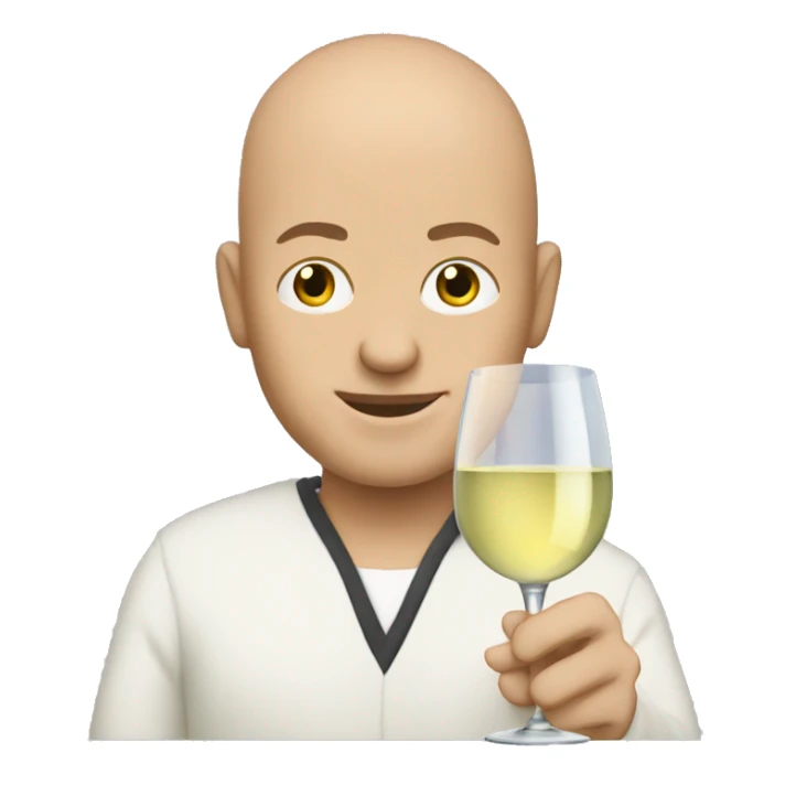 Bald man holding glass of white wine sticker