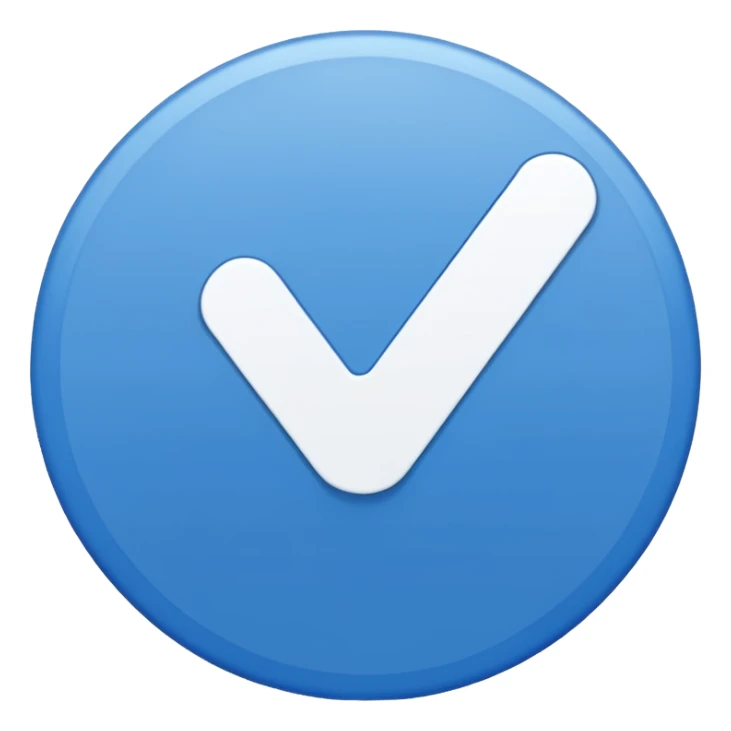 Blue circle with a tick in the middle sticker