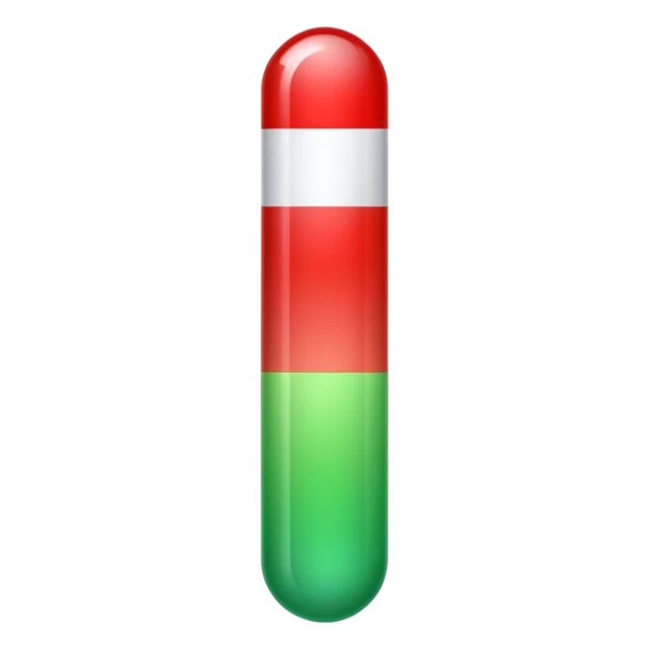A vertical capsule-shaped progress bar with a color gradient from green at the bottom to red at the top. The bar is divided into segments by thin lines, with bold, outlined numbers scaling upward next to it.  sticker