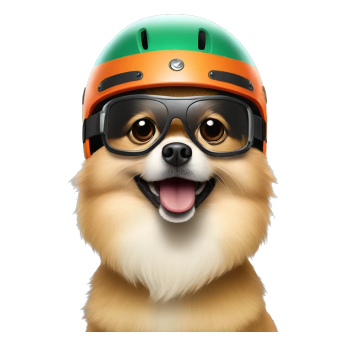 angry pomeranian in riders helmet and riders glasses sticker