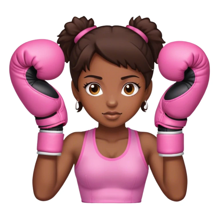 Brunette black girl wearing pink boxing gloves sticker