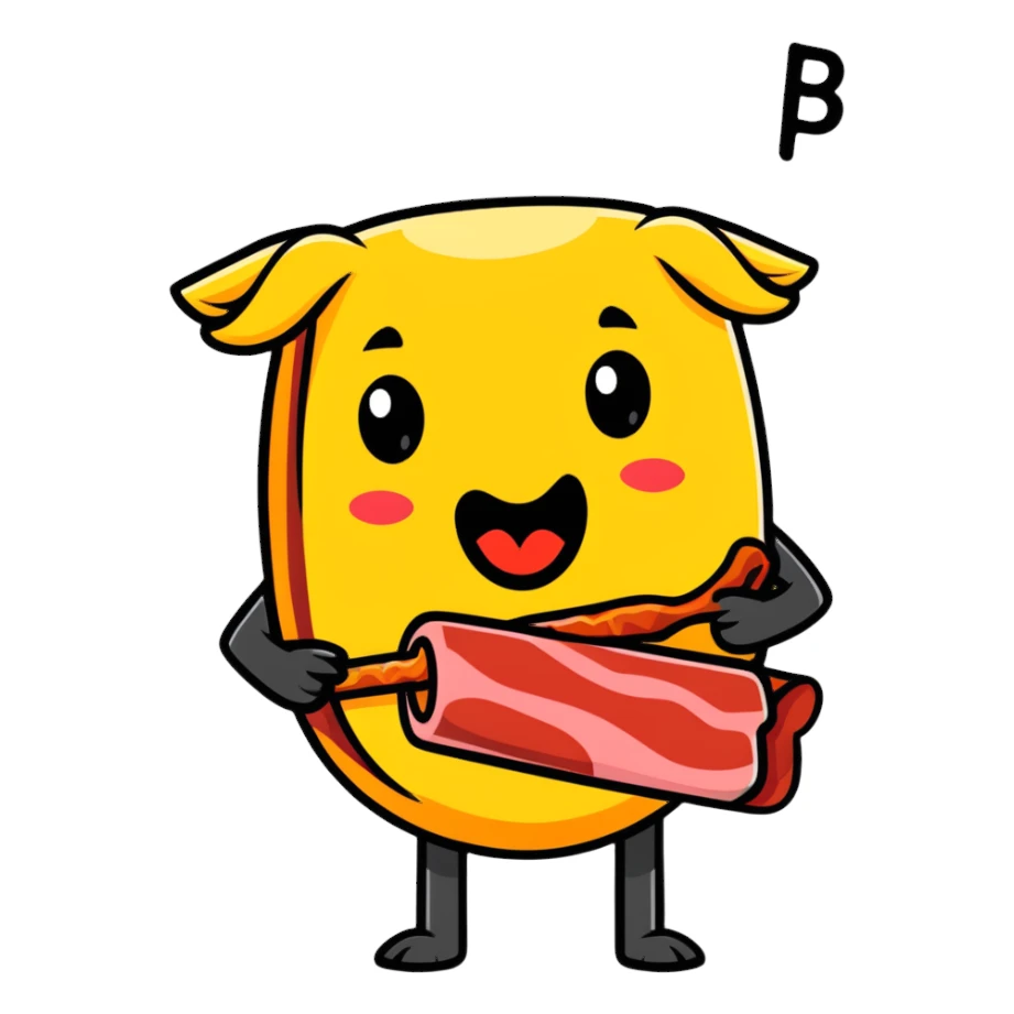 tongue out emoji holding a bacon strip sticker