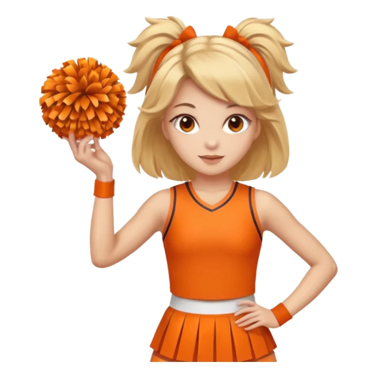cheerleader with pom poms in an orange uniform ￼ sticker