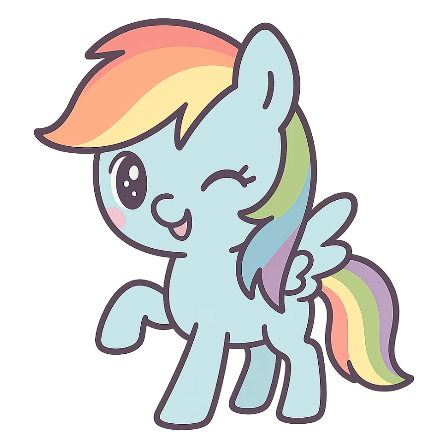 Rainbow Dash from My Little Pony, winking and smiling, playful expression sticker