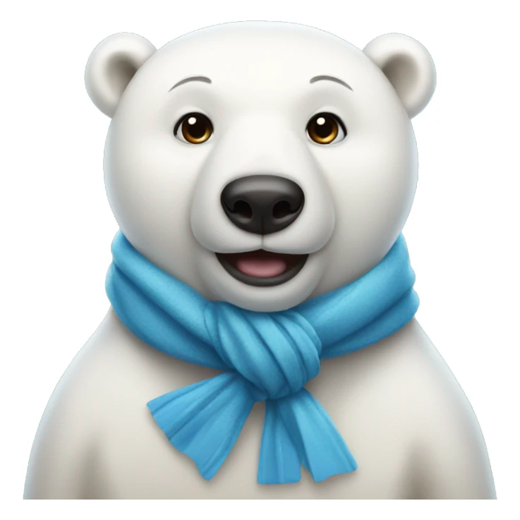 Polar bear wearing a blue bow on its head and a matching scarf sticker