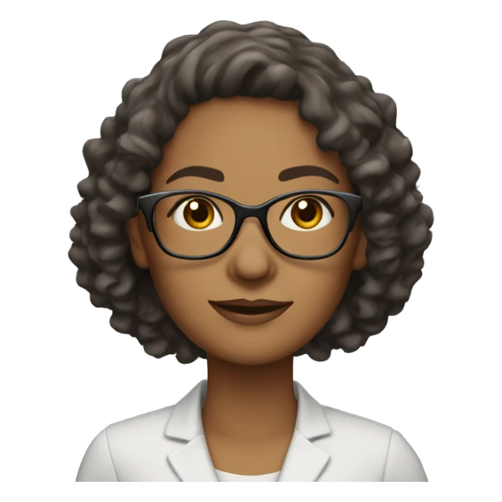 withe woman teacher of English with medium curly hair and glasses  sticker