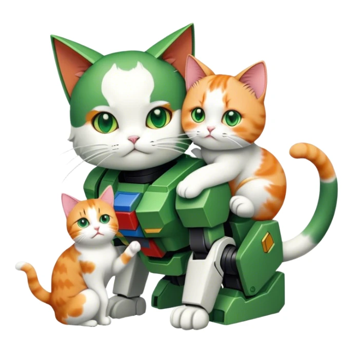 Green gundam petting cat sticker