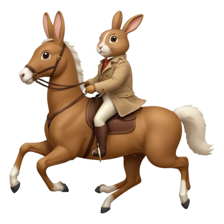 Exciting rabbit galloping on the back of 4 legs horse sticker