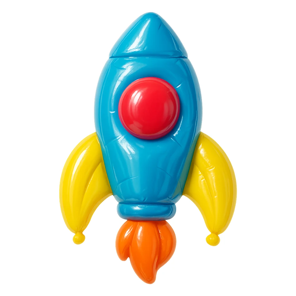 a rocket ship balloon style sticker