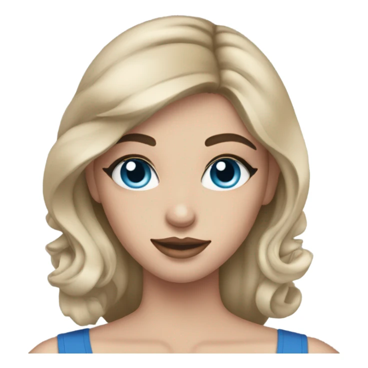 Brunett white girl with blue eyes and makeup kit sticker