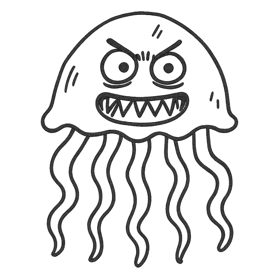 A scary crazy jellyfish sticker