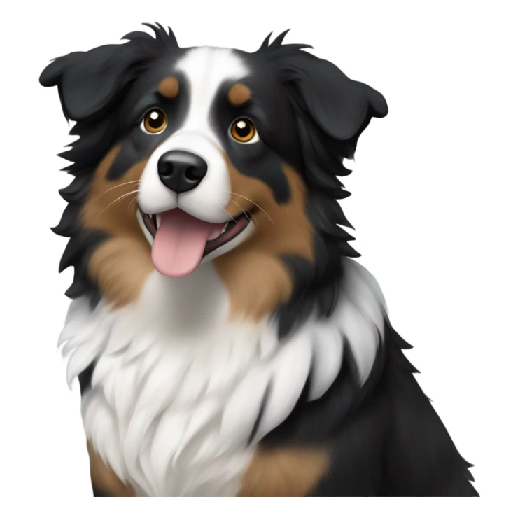 black and white fluffy male mini australian shepherd  sticker