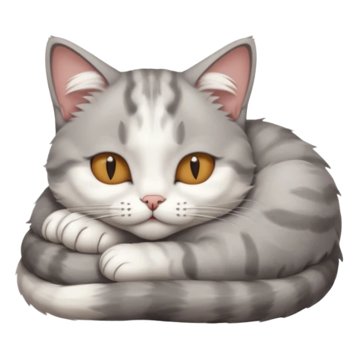 grey and white small cat with its eyes closed lying down with his paw curled under his head holding it up sticker