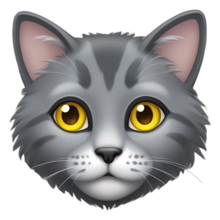 gray and black medium furry cat with yellow eyes sticker