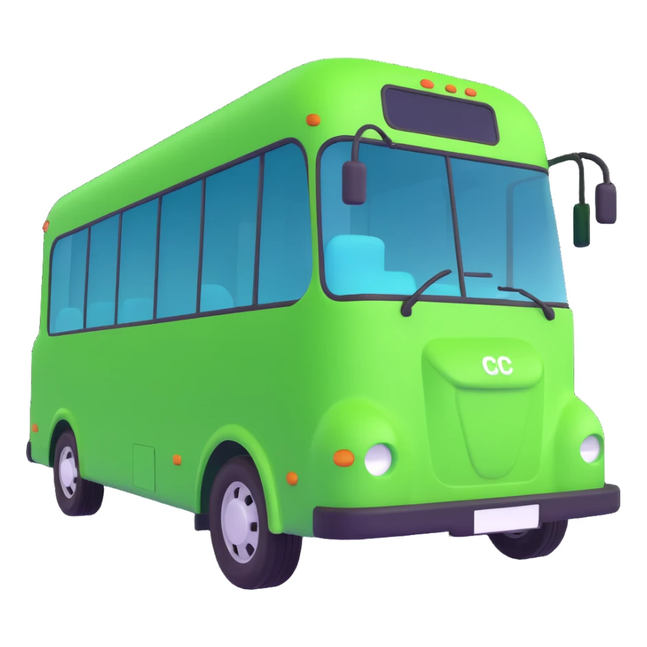 modern bright green coach with smooth curves side view cheerful clean design sticker