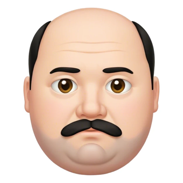 Fat white man, short black hair, shaved beard sticker