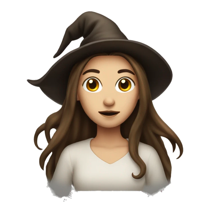 Witch with long brown hair mysterious vibe sticker