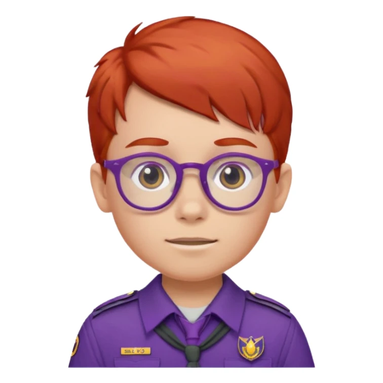 red haired scout kid with purple uniform and glassess sticker