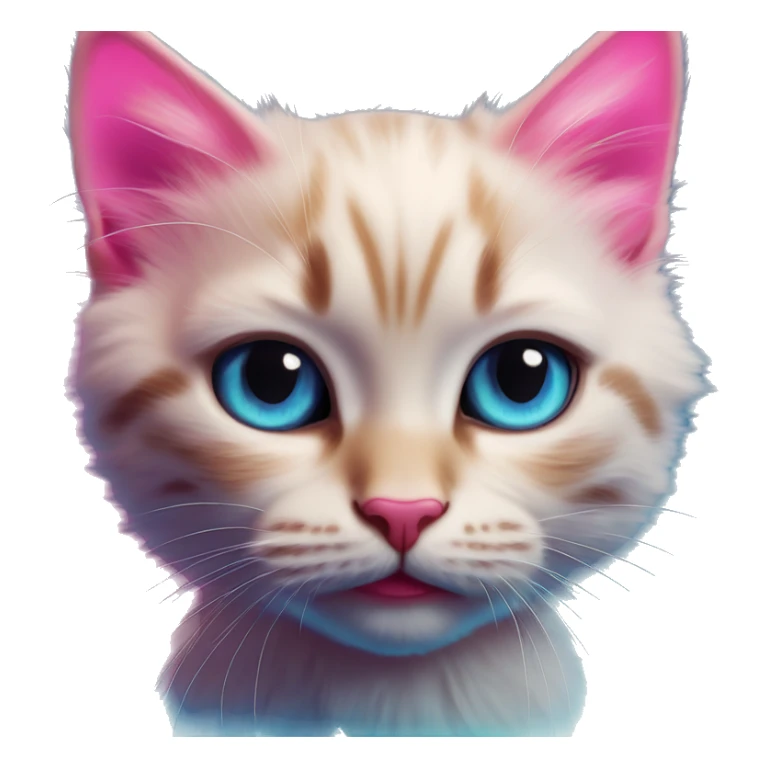 Synthwave kitten in Barbie style, oil paint, epic eyes, intricate lips, exquisite pose, beautiful, desirable, logical sticker