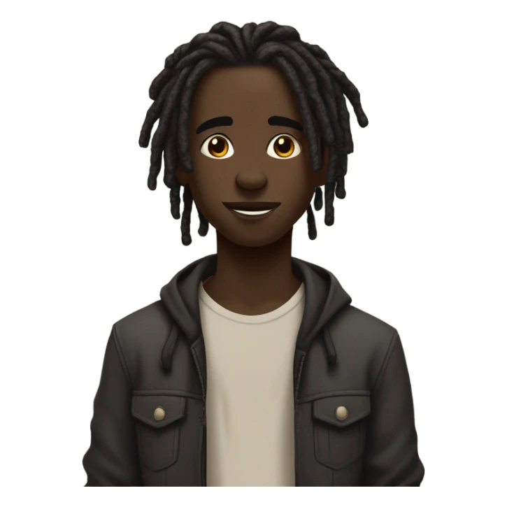 dark skin boy with dread locs and tattoos  sticker