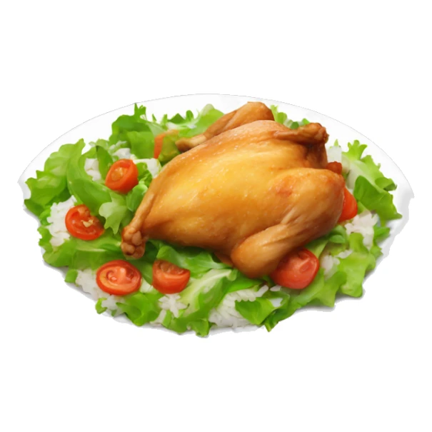 chicken piece with salad an rice sticker