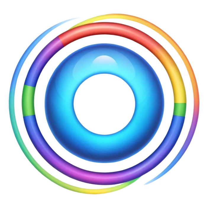blue planet with vibrant rainbow colored rings circling around it sticker