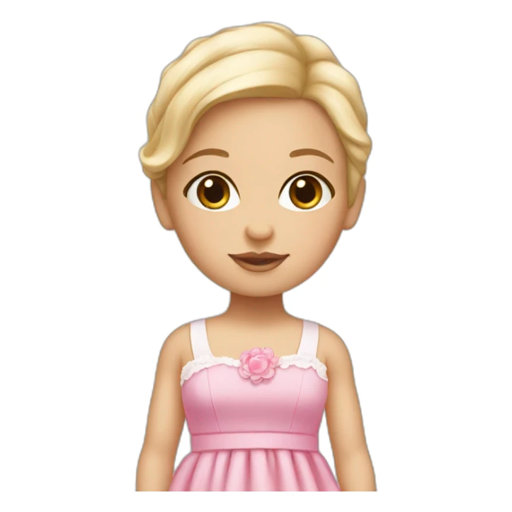 white newborn in a dress with a barbie logo sticker