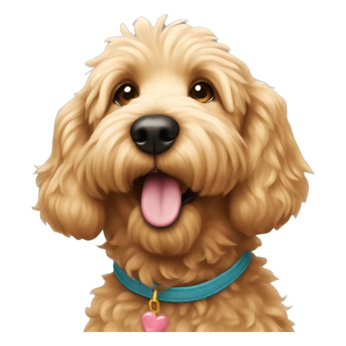golden doodle dog blowing a kiss  sticker