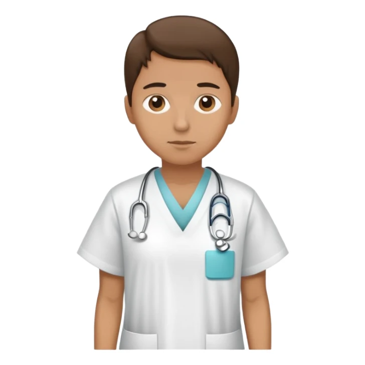 patient wearing a hospital gown, neutral expression sticker