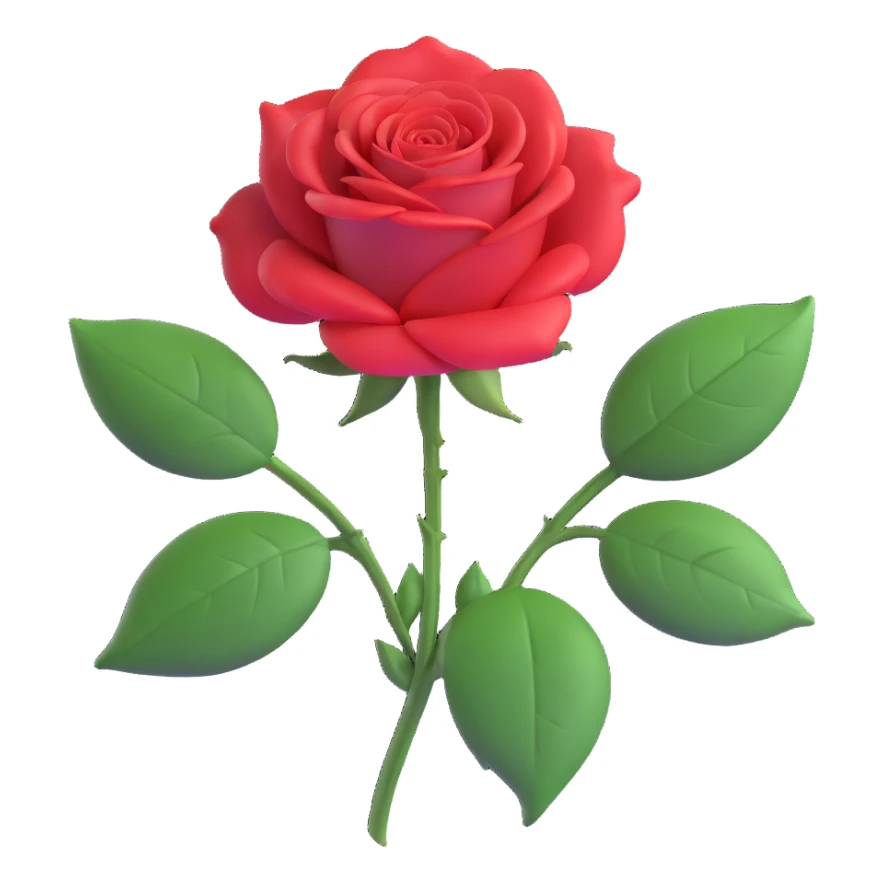 A single red rose with green leaves sticker