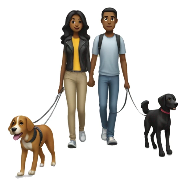 Blacked hair couple walking their dog sticker