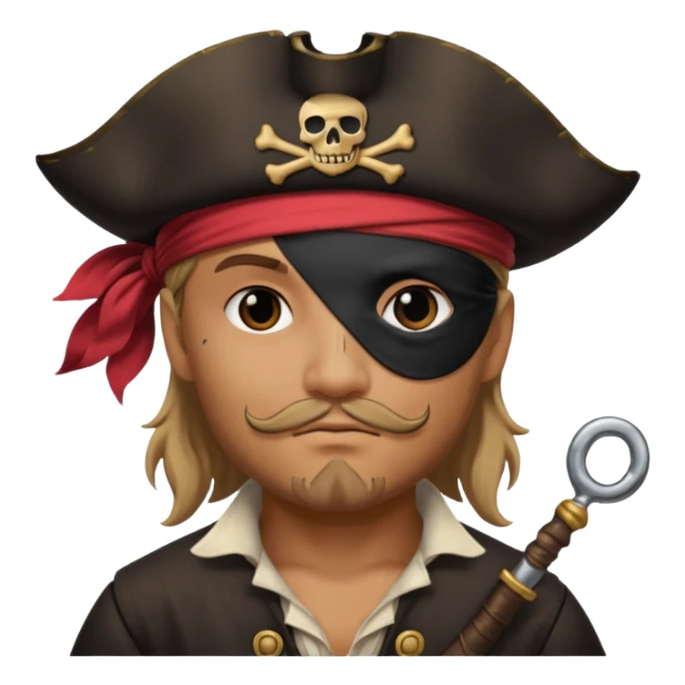 pirate with black eyepatch covering one eye and with only one ye sticker