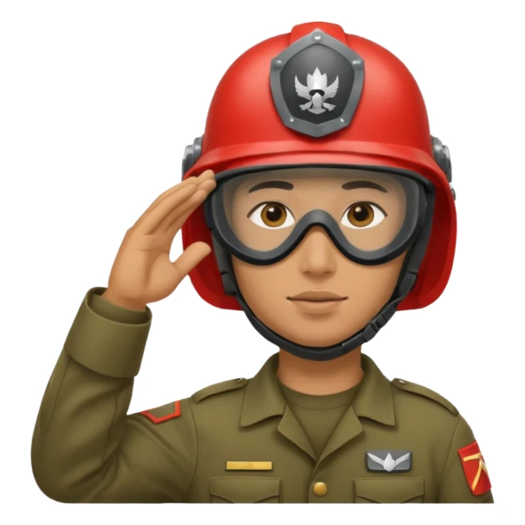 Soldier saluting with helmet + mask sticker