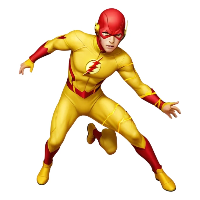 Reverse Flash DC Comics villain in yellow suit with red lightning sticker