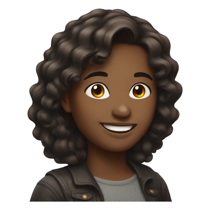 smiling girl with dark brown wavy hair  sticker
