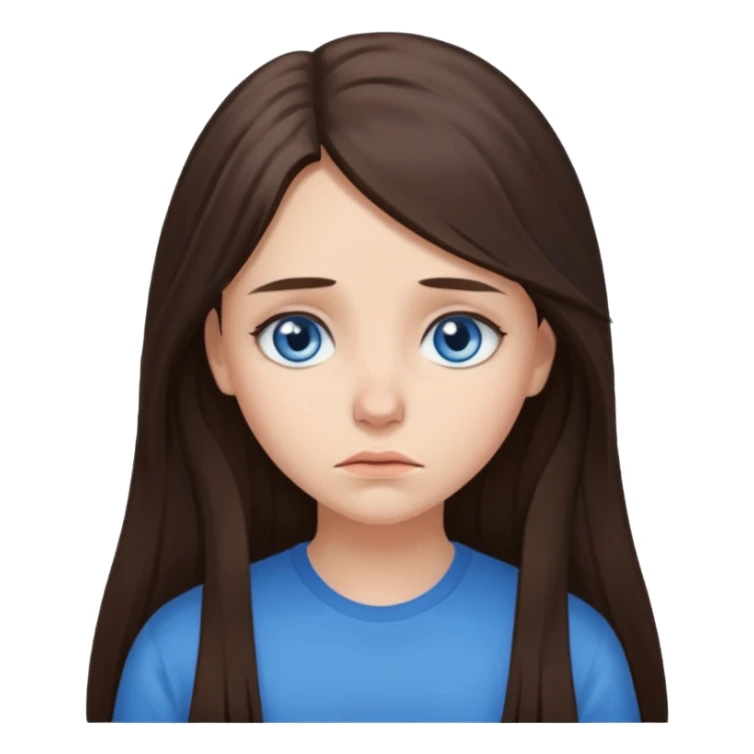 sad brunette long hair blue eyed girl  sticker