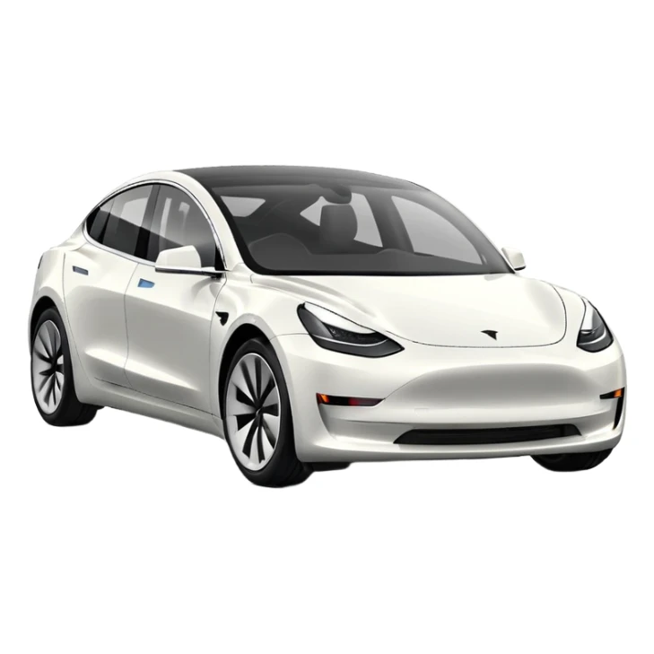 Tesla model 3 white. Icon. In a hurry  sticker