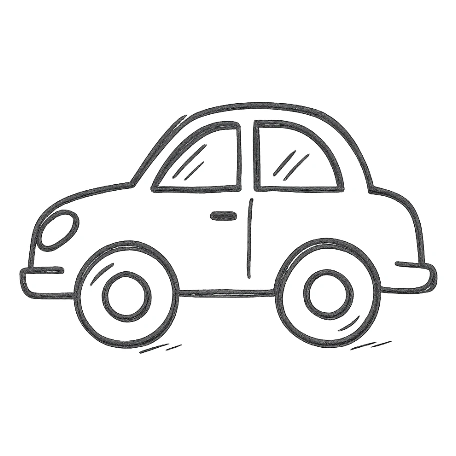 red car, hand drawn icon style, sketchy lines, no fill sticker