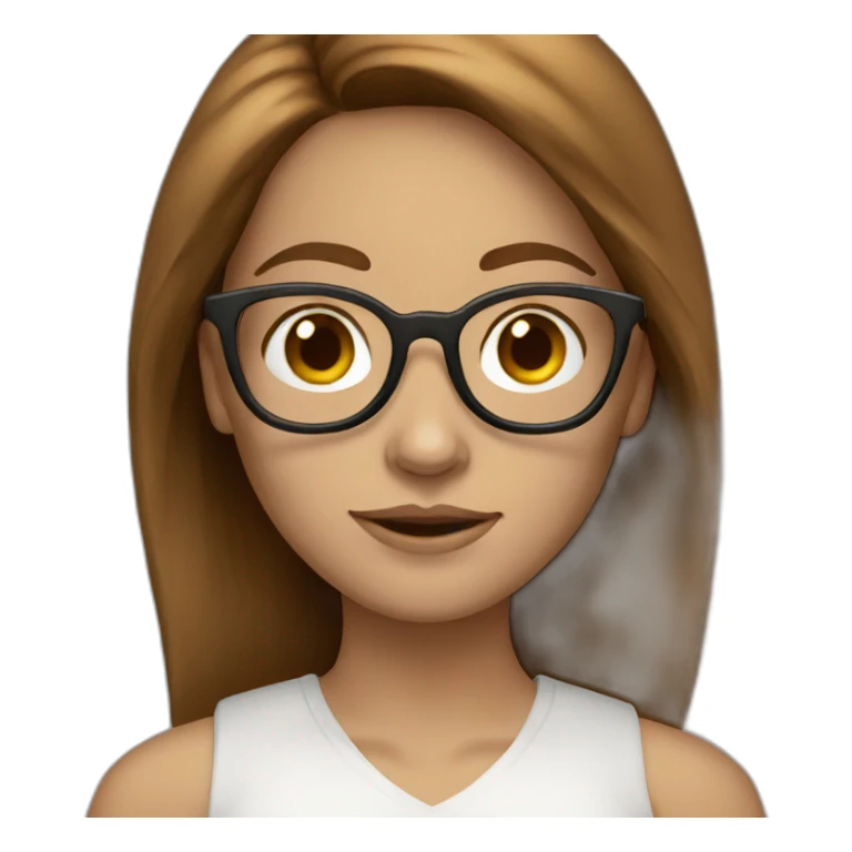  white skin women brown hair glasses sticker