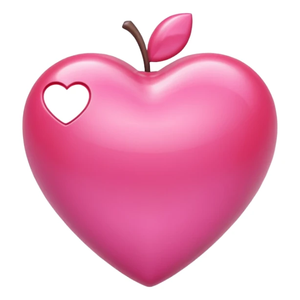 Apple-style 3D emoji of a shiny pink  heart, smooth and glossy surface, simple and elegant design, no background. sticker
