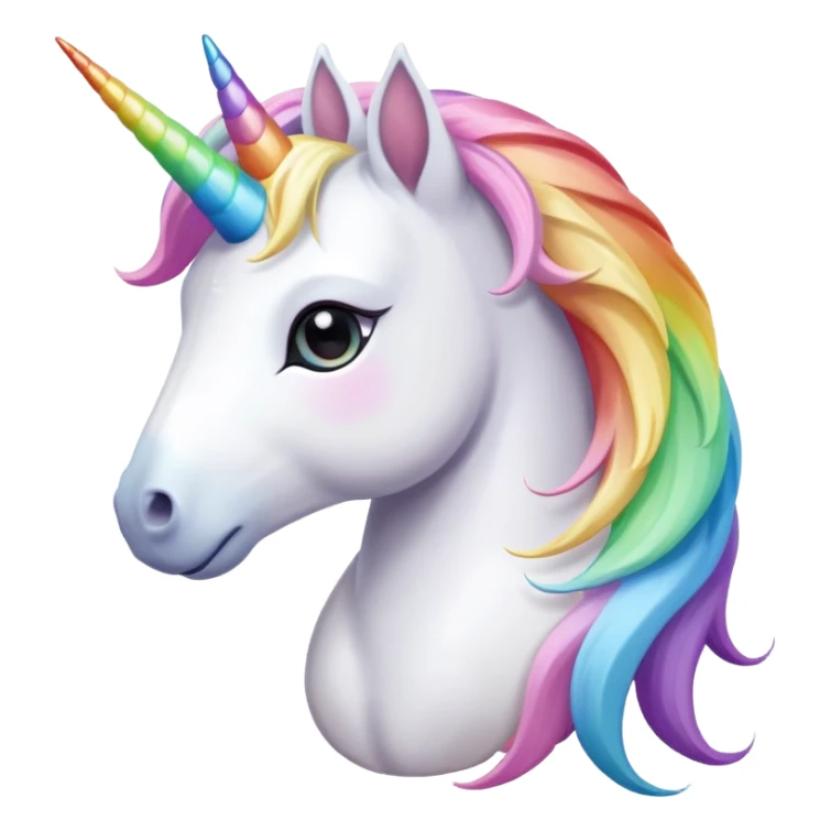 White Unicorn with pastel rainbow wings and large dark emotional eyes sticker