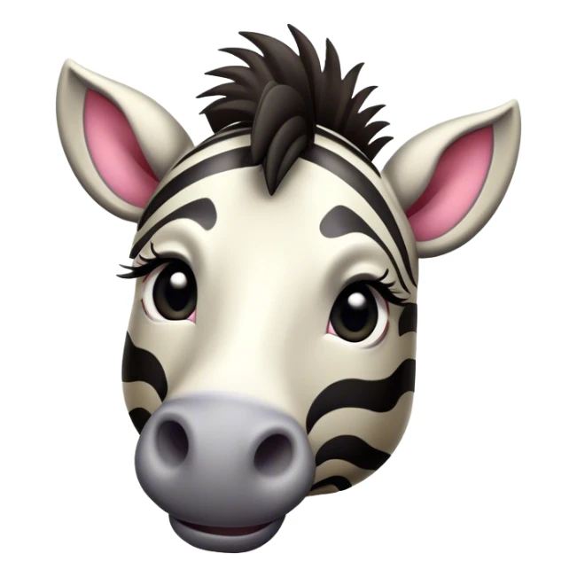 Cinematic Comical Zebra Portrait Emoji, Head tilted dramatically with an exaggeratedly amused expression, featuring a striking, glossy striped fur with bold contrasts, a refined, equine head with a long snout and alert ears, and wide, expressive eyes filled with playful disbelief, Simplified yet hilariously expressive features, highly detailed, glowing with a slightly sassy glow, high shine, dramatic yet playful, stylized with an air of cheeky savannah mischief, bright and endearing, soft glowing outline, capturing the essence of a spirited and over-the-top zebra that feels like it could prance its way into internet fame instantly! sticker