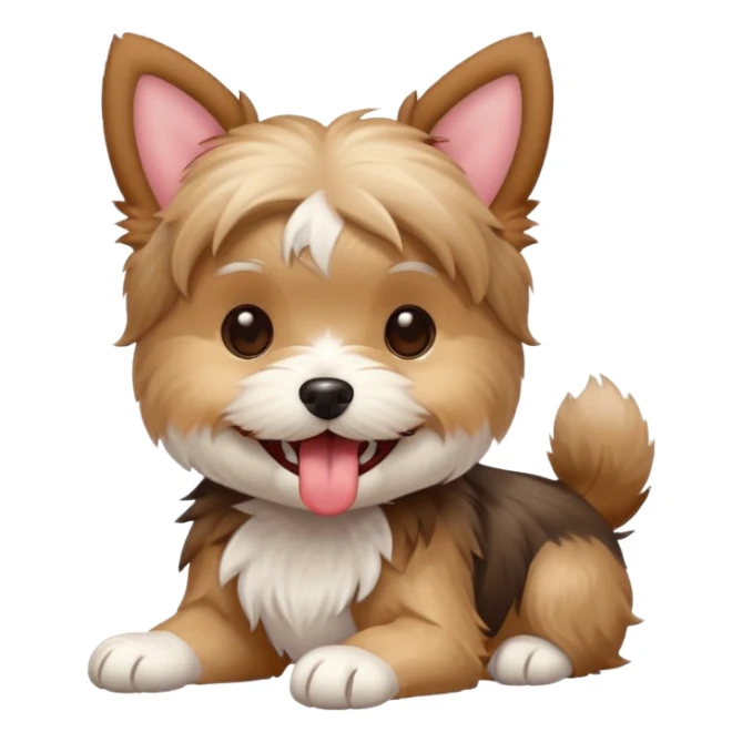 Morkie dog playful pose, tongue out sticker